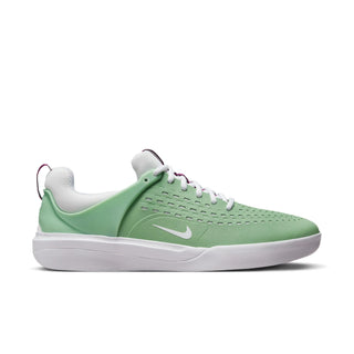 Nike SB Nyjah 3 in Enamel Green/White, featuring Zoom Air heel cushioning and a lightweight, grippy honeycomb outsole.