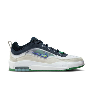 Nike SB Air Max Ishod 2 in White/Persian Violet-Obsidian-Pine Green, featuring Max Air technology and flexible cupsole.
