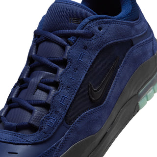 Nike SB Air Max Ishod in blue void and black with exposed Max Air cushioning, mesh panels, and flexible cupsole.