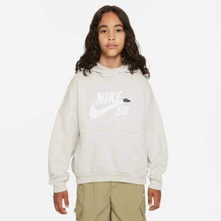 Nike SB Icon Fleece EasyOn, kids' pullover hoodie, Dunk patch, soft interior, no-zip pocket.