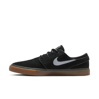 Nike SB Zoom Janoski OG+ skate shoes in Black, White, and Gum colorway with suede upper and vulcanized sole
