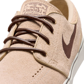 Nike SB Zoom Janoski OG+ in Linen/Light Chocolate/Sail — low-top suede skate shoe with vulcanized sole and Zoom Air cushioning
