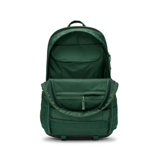 Nike SB RPM skate backpack in Fir and Black with multiple storage compartments and padded shoulder straps.