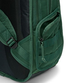 Nike SB RPM skate backpack in Fir and Black with multiple storage compartments and padded shoulder straps.