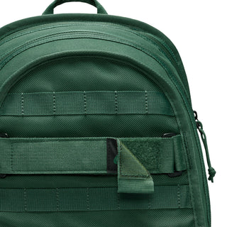 Nike SB RPM skate backpack in Fir and Black with multiple storage compartments and padded shoulder straps.