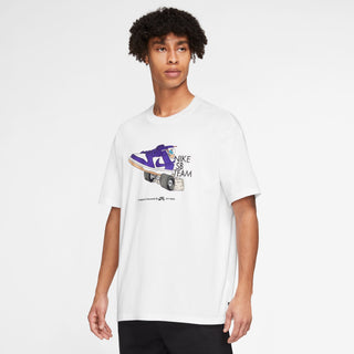 Nike SB Men's "Dunkteam" Skate T-Shirt in White with bold chest graphics.
