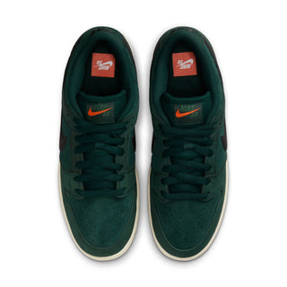 Nike SB Dunk Low Pro Deep Fir with soft upper, foam midsole, and durable rubber outsole for classic skate style.