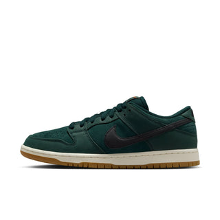 Nike SB Dunk Low Pro Deep Fir with soft upper, foam midsole, and durable rubber outsole for classic skate style.