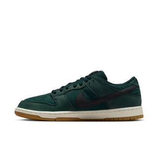 Nike SB Dunk Low Pro Deep Fir with soft upper, foam midsole, and durable rubber outsole for classic skate style.