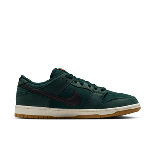 Nike SB Dunk Low Pro Deep Fir with soft upper, foam midsole, and durable rubber outsole for classic skate style.