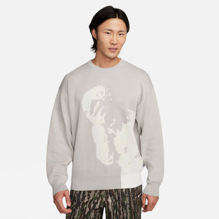 Nike SB City of Love Light Bone Sweater with a detailed Cain sculpture knit design, breathable and roomy.