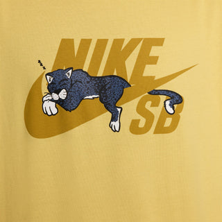 Nike SB Panther Skate T-shirt in Saturn Yellow, 100% cotton, featuring a ribbed collar and woven label.