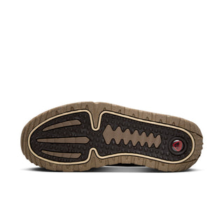 Nike ACG Izy in Baroque Brown/Sanddrift Velvet with moccasin-inspired styling, contrast stitching, zipper closure, and a rugged rubber outsole.