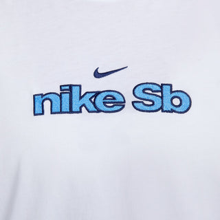 Nike SB Women's Boxy White Skate Tee, 100% cotton with embroidered chest logo and woven side label.