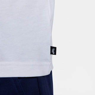 Nike SB Women's Boxy White Skate Tee, 100% cotton with embroidered chest logo and woven side label.