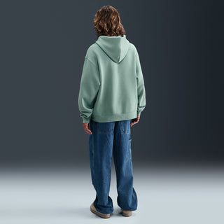 Nike SB Cannon White fleece skate hoodie, brushed midweight fleece, roomy fit, embroidered chest logo, cotton polyester blend.