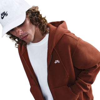 Nike SB full-zip fleece skate hoodie with embroidered logo, brushed fleece fabric, and roomy fit for layering.