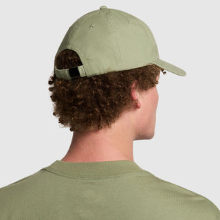 Nike SB Skate Club Cap in Oil Green, cotton twill, six-panel, unstructured, adjustable back, embroidered eyelets.