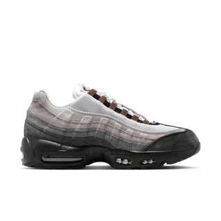 Nike Air Max 95 sneakers in Black and Cacao Wow colorway with layered mixed materials and visible Max Air cushioning