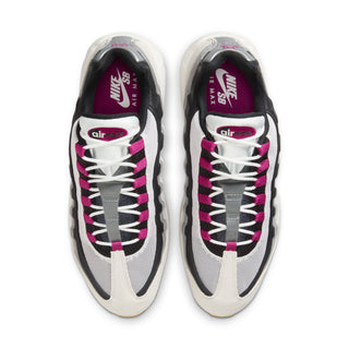 Nike SB Air Max 95 in Summit White/Cactus Flower with suede and leather upper.