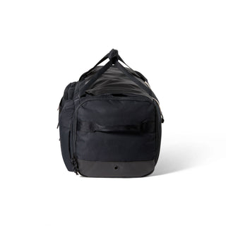 Nike ACG DAYMAX Duffel Bag in Black/College Grey with black carry handles, grey webbing straps, a front zippered pocket, and a small ACG logo