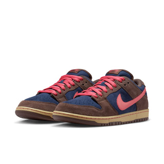 Nike SB Dunk Low Pro in Baroque Brown/Adobe with premium leather upper, Air Zoom cushioning, and pivot circle outsole.