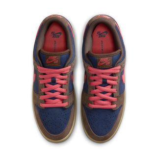 Nike SB Dunk Low Pro in Baroque Brown/Adobe with premium leather upper, Air Zoom cushioning, and pivot circle outsole.
