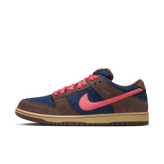 Nike SB Dunk Low Pro in Baroque Brown/Adobe with premium leather upper, Air Zoom cushioning, and pivot circle outsole.