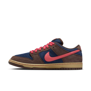 Nike SB Dunk Low Pro in Baroque Brown/Adobe with premium leather upper, Air Zoom cushioning, and pivot circle outsole.