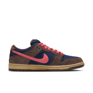 Nike SB Dunk Low Pro in Baroque Brown/Adobe with premium leather upper, Air Zoom cushioning, and pivot circle outsole.