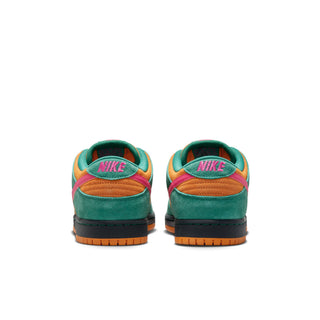 Nike SB Dunk Low Pro in Green Noise/Watermelon — low-top skate shoe with premium leather upper and classic Dunk silhouette