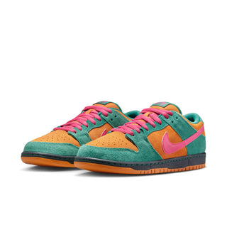 Nike SB Dunk Low Pro in Green Noise/Watermelon — low-top skate shoe with premium leather upper and classic Dunk silhouette