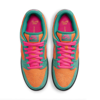 Nike SB Dunk Low Pro in Green Noise/Watermelon — low-top skate shoe with premium leather upper and classic Dunk silhouette