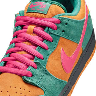 Nike SB Dunk Low Pro in Green Noise/Watermelon — low-top skate shoe with premium leather upper and classic Dunk silhouette