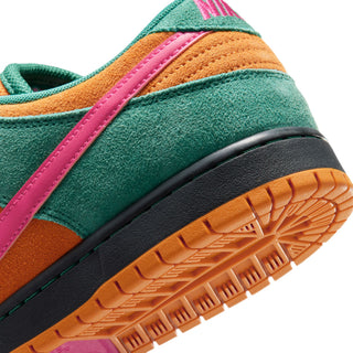 Nike SB Dunk Low Pro in Green Noise/Watermelon — low-top skate shoe with premium leather upper and classic Dunk silhouette