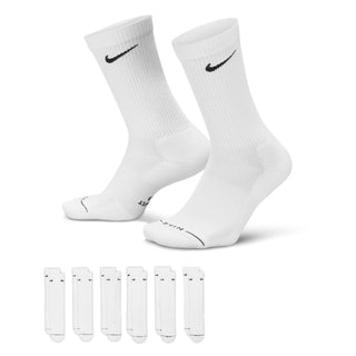 Six-pack Nike crew socks with cushioned athletic construction.