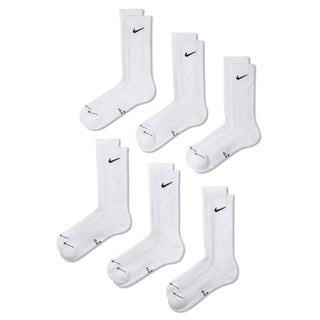 Six-pack Nike crew socks with cushioned athletic construction.