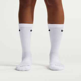 Six-pack Nike crew socks with cushioned athletic construction.