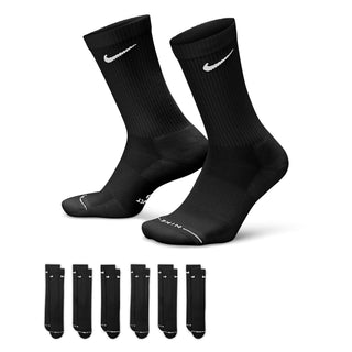 Six-pack Nike crew socks with cushioned athletic construction.