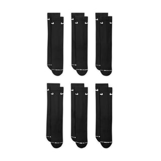 Six-pack Nike crew socks with cushioned athletic construction.