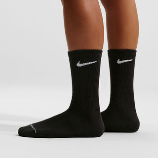 Six-pack Nike crew socks with cushioned athletic construction.
