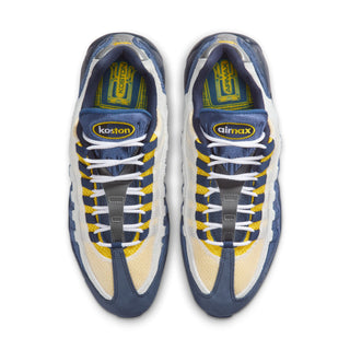 Nike SB Air Max 95 x Eric Koston Obsidian Speed Yellow with leather upper, visible Air cushioning, and signature skate detailing.
