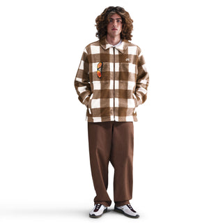 Nike SB Essential Skate Jacket in Sail and Mosswood Brown colorway with oversized fit and 2-way zipper