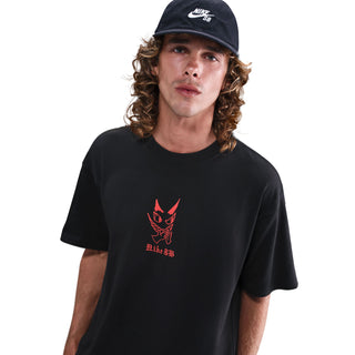 Black Nike SB Krampus skate tee with loose fit and midweight cotton.