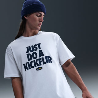 Nike SB AM 95 Eric Koston Skate Tee White Do a Kickflip with soft cotton, loose Max90 fit, and dropped shoulders.