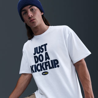 Nike SB AM 95 Eric Koston Skate Tee White Do a Kickflip with soft cotton, loose Max90 fit, and dropped shoulders.
