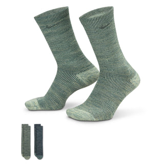 Nike Everyday Cushioned Crew Socks two-pack in multi color with sweat-wicking fabric and supportive arch band.