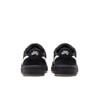 Nike SB Code 58 in Black/Summit White — '80s basketball-inspired, suede and mesh upper, cupsole construction, rubber pivot circle outsole, inner gore straps