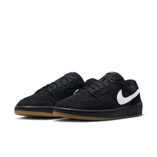 Nike SB Code 58 in Black/Summit White — '80s basketball-inspired, suede and mesh upper, cupsole construction, rubber pivot circle outsole, inner gore straps