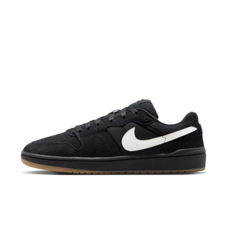 Nike SB Code 58 in Black/Summit White — '80s basketball-inspired, suede and mesh upper, cupsole construction, rubber pivot circle outsole, inner gore straps